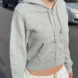 Brandy Melville Cropped Gray Zip-Up